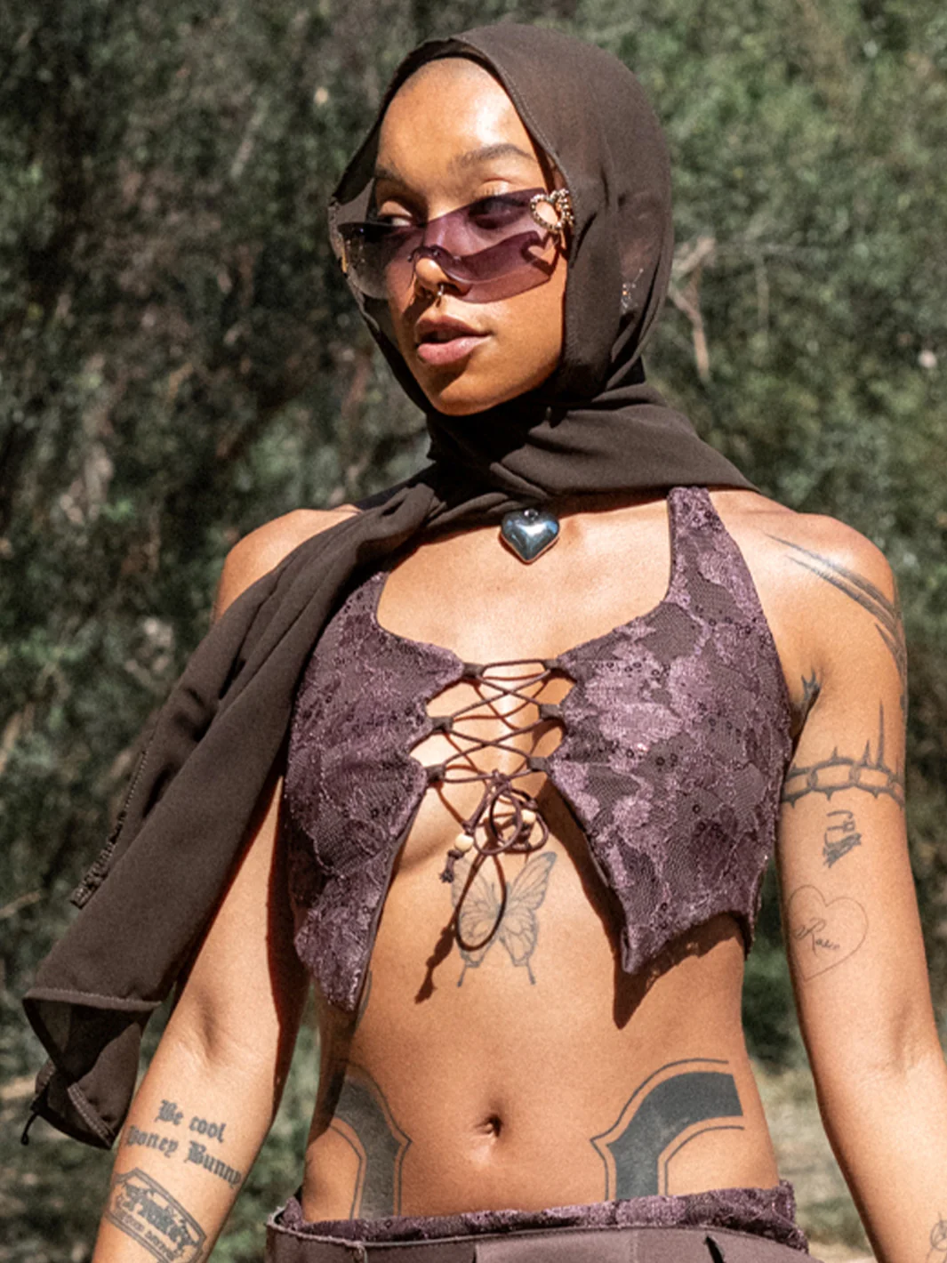 FLOW HEAD SCARF - BROWN - Image 6
