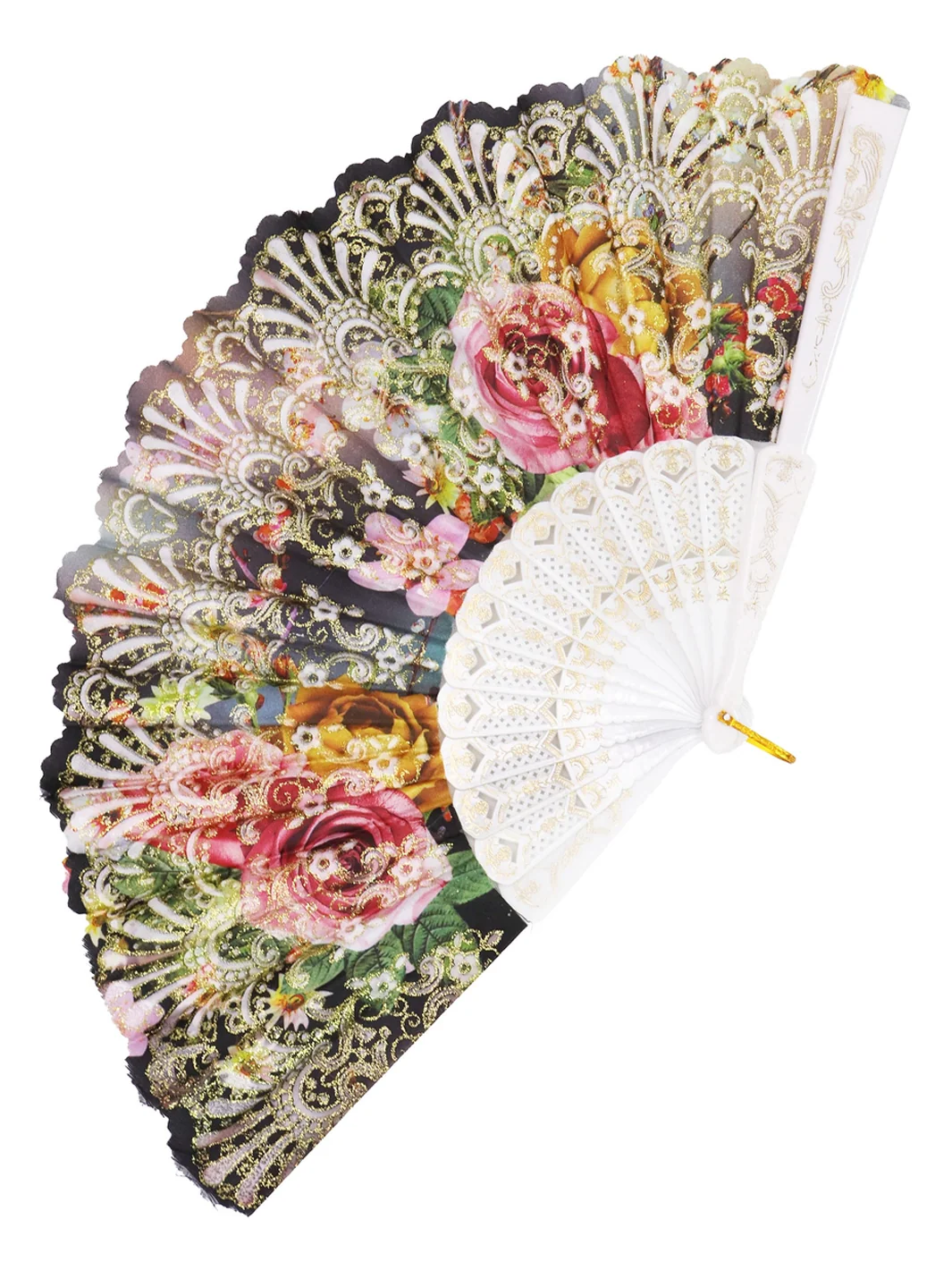 GLITTERING GARDEN FAN - TWILIGHT ROSE