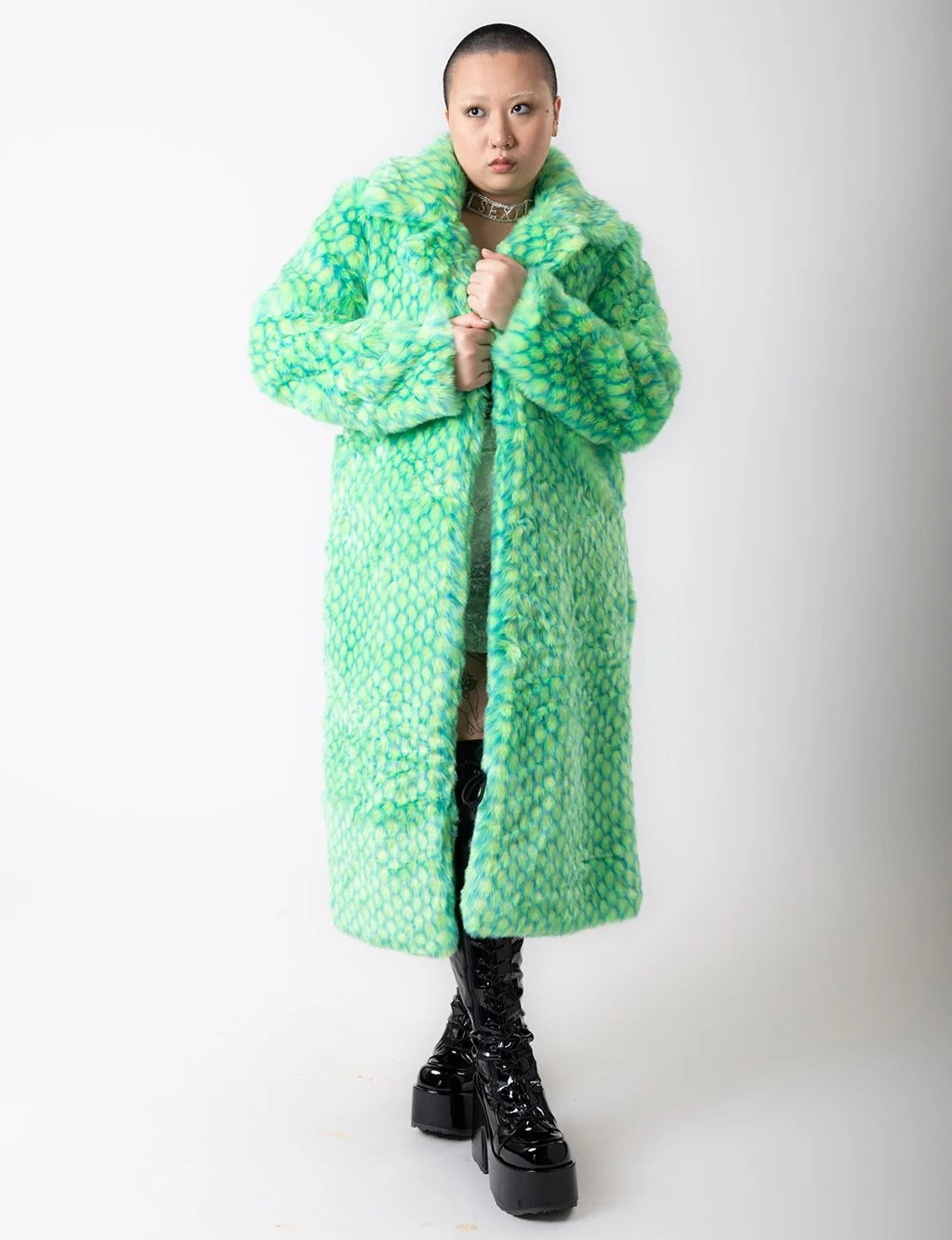 GREEN MERMAID FAUX FUR JACKET - LONG LENGTH ✰ MADE 4 U ✰ - Image 8