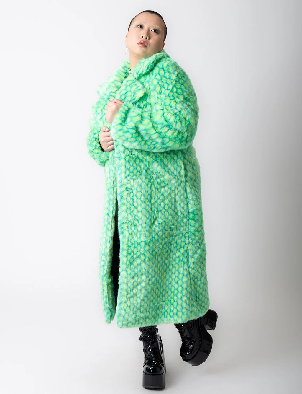GREEN MERMAID FAUX FUR JACKET - LONG LENGTH ✰ MADE 4 U ✰ - Image 9