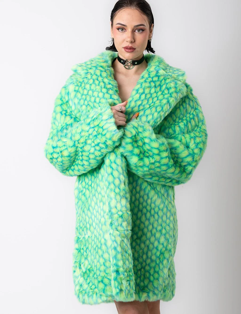 GREEN MERMAID FAUX FUR JACKET - MID LENGTH ✰ MADE 4 U ✰ - Image 2