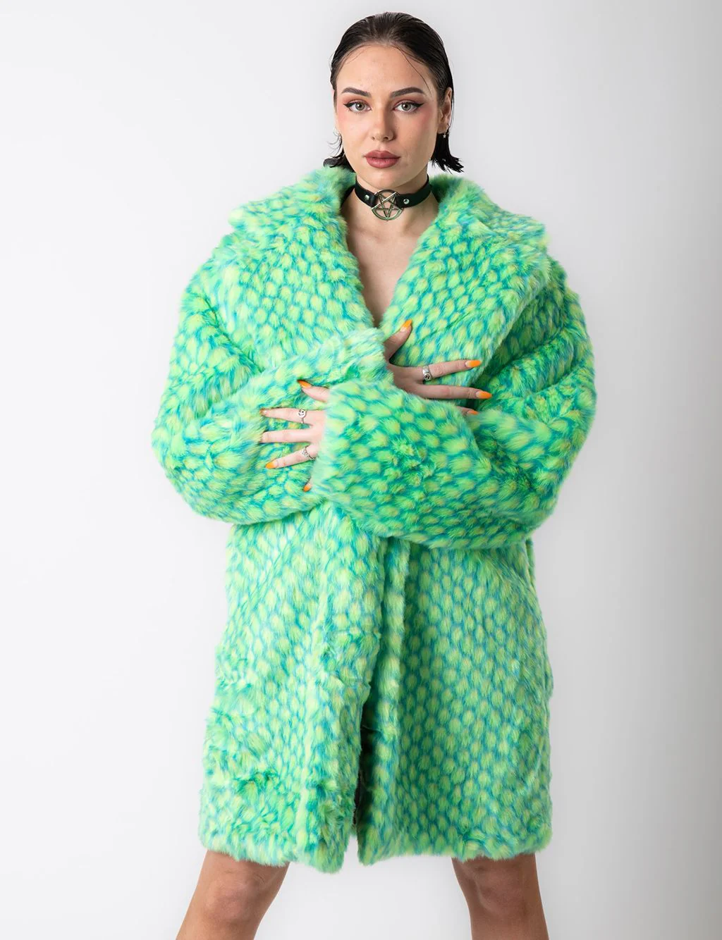 GREEN MERMAID FAUX FUR JACKET - MID LENGTH ✰ MADE 4 U ✰ - Image 3