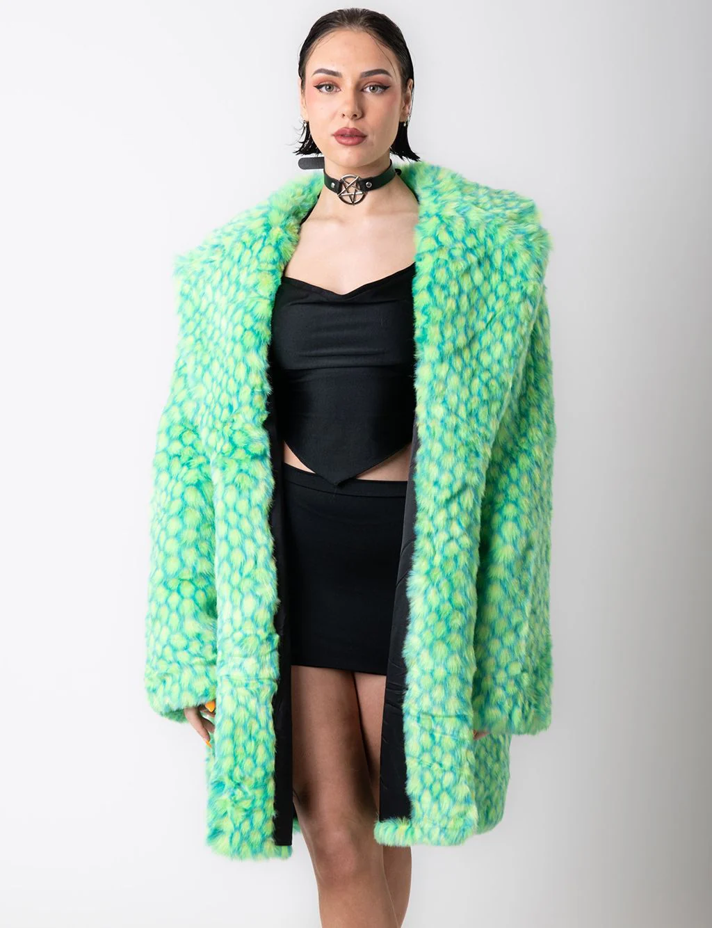 GREEN MERMAID FAUX FUR JACKET - MID LENGTH ✰ MADE 4 U ✰ - Image 4