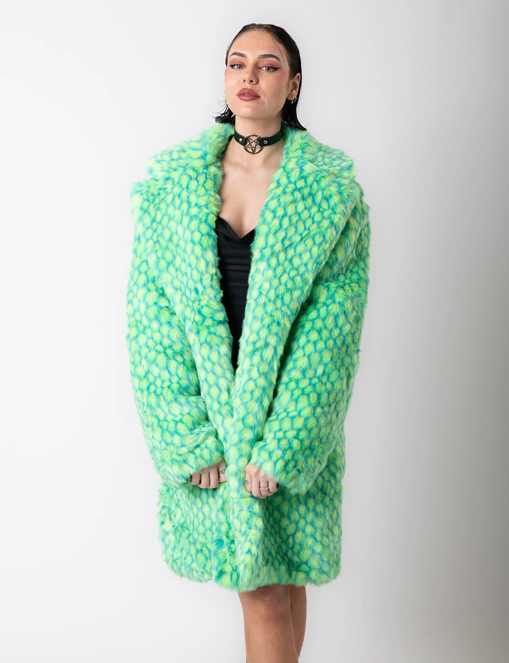 GREEN MERMAID FAUX FUR JACKET - MID LENGTH ✰ MADE 4 U ✰ - Image 5