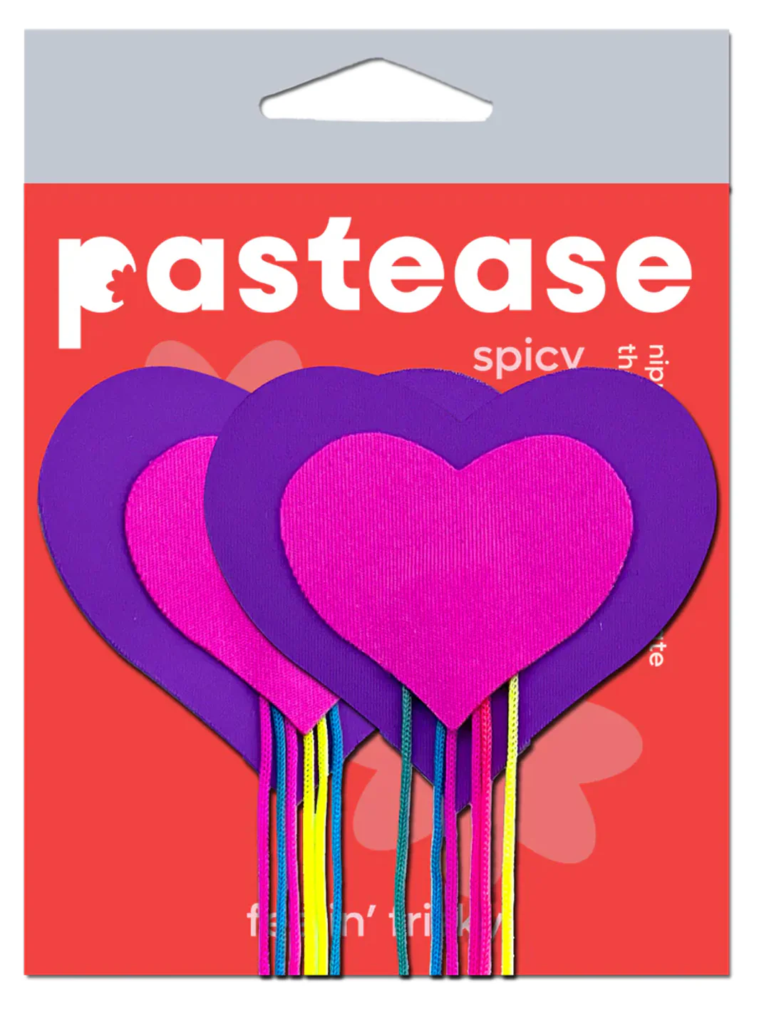 HEART TASSEL NIPPLE PASTIES - NEON RAINBOW - Image 3