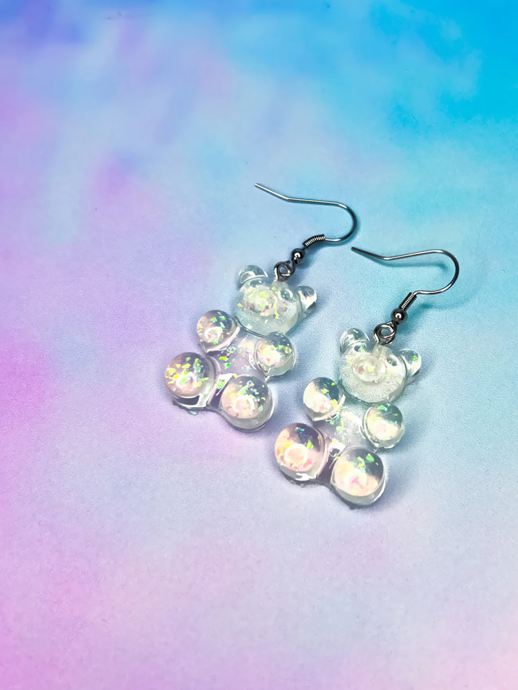 HOLO BEAR EARRINGS - GLITTER HOLOGRAPHIC - Image 2