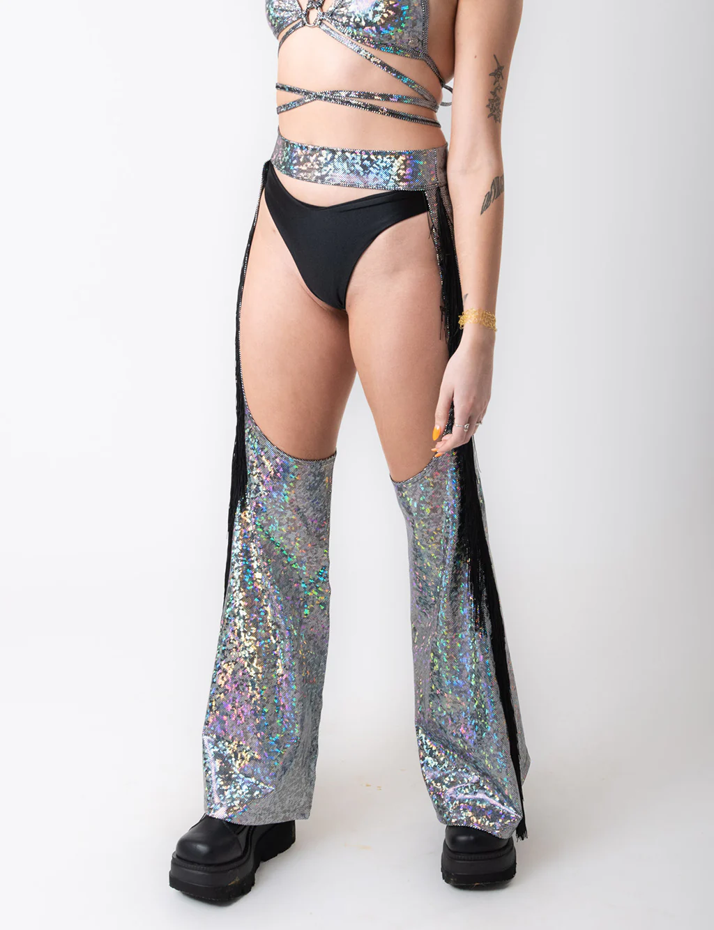HOLOGRAPHIC CHAPS - SILVER/BLACK - Image 6