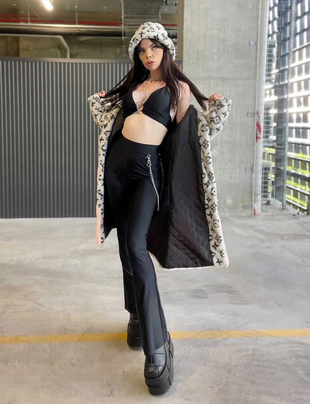 HOT AND BOUGEE FAUX FUR JACKET - GREY/PINK FLAME ✰ MADE 4 U ✰ - Image 8