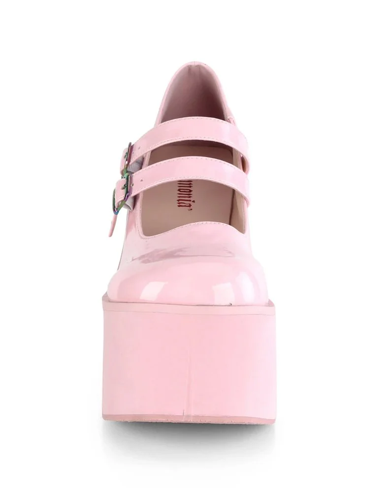 DEMONIA KERA-08 PLATFORM MARYJANES - BABY PINK HOLOGRAM - Image 4