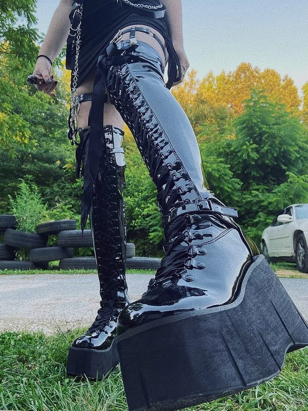 DEMONIA KERA 303 PLATFORM BOOTS - BLACK PATENT ✰ PRE ORDER ✰ - Image 2