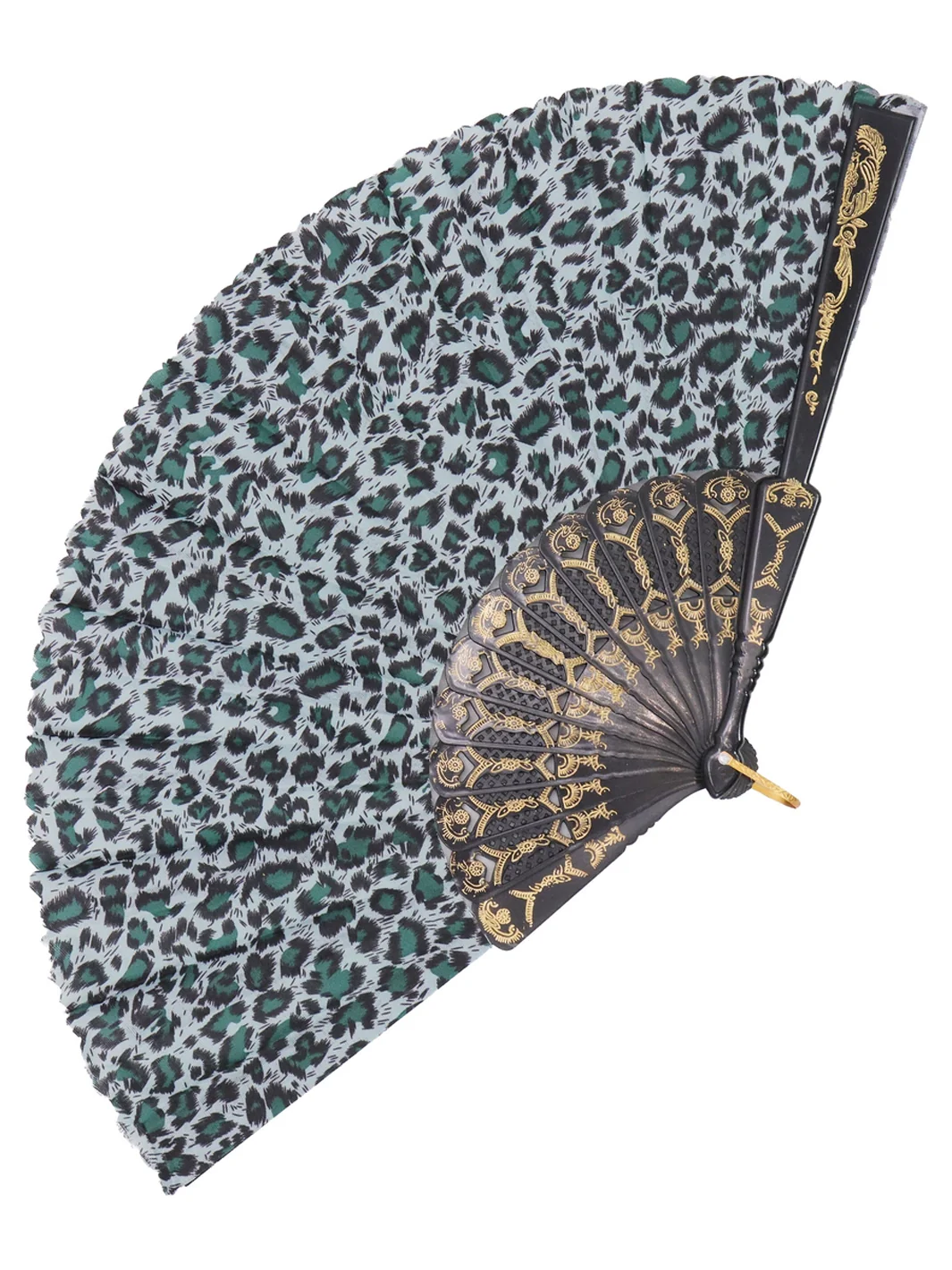 LEOPARD LUXE FAN - TEAL
