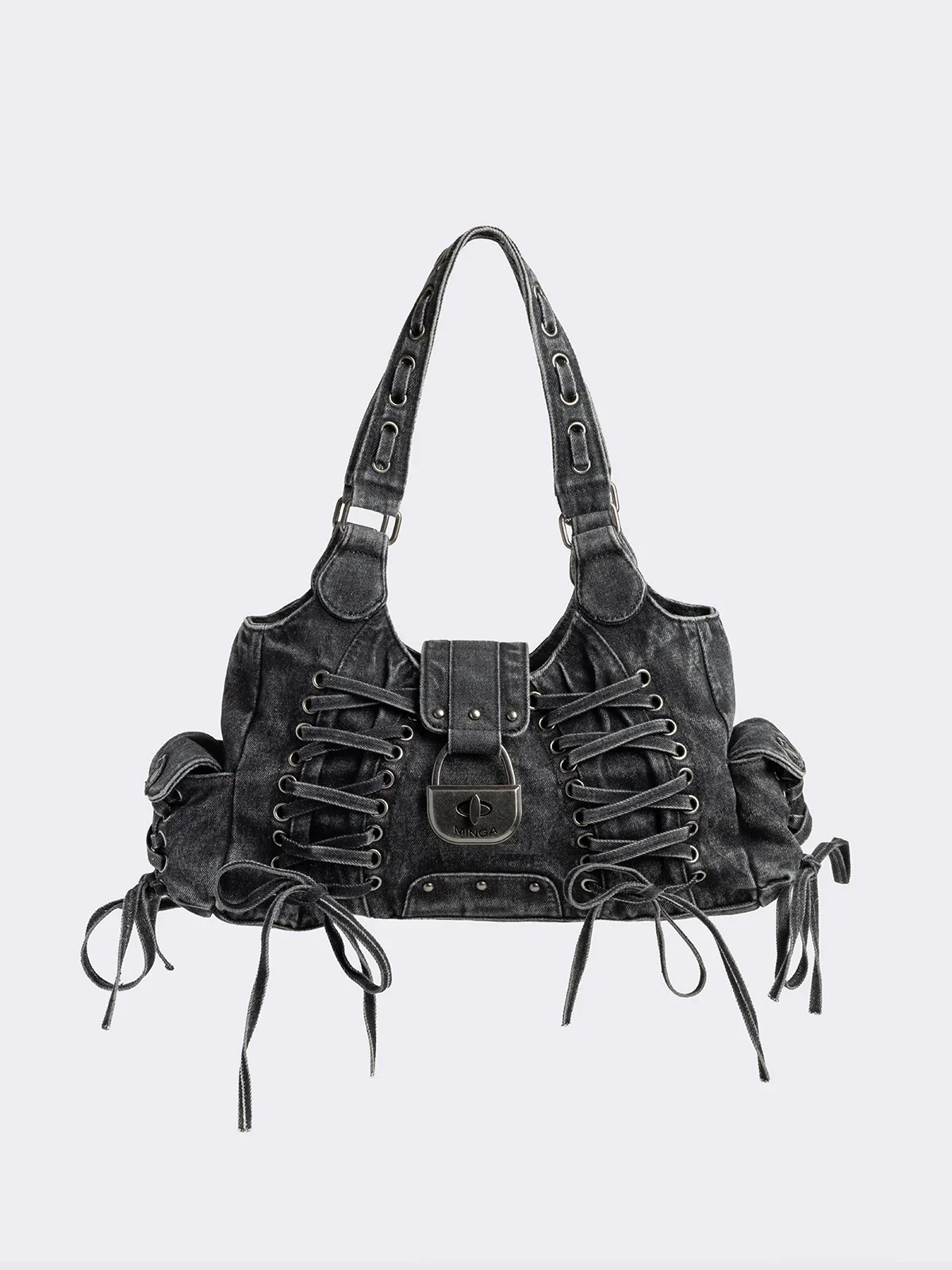 LOCKLYN DENIM SHOULDER BAG