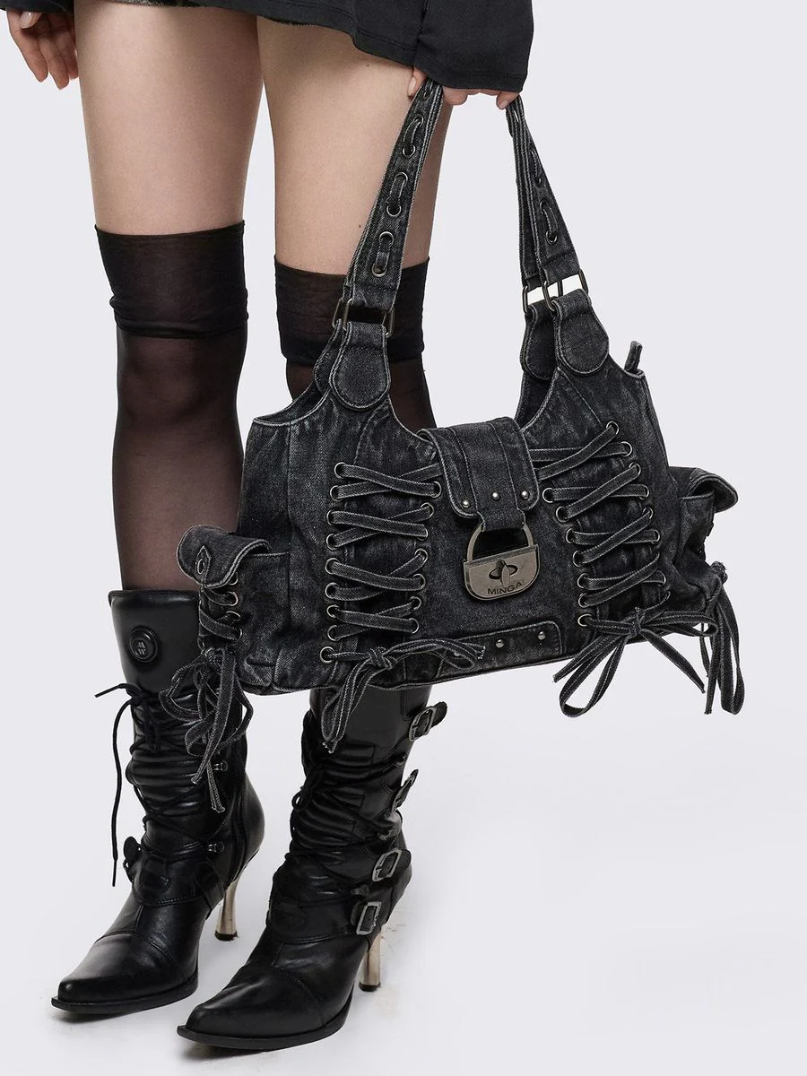 LOCKLYN DENIM SHOULDER BAG - Image 2