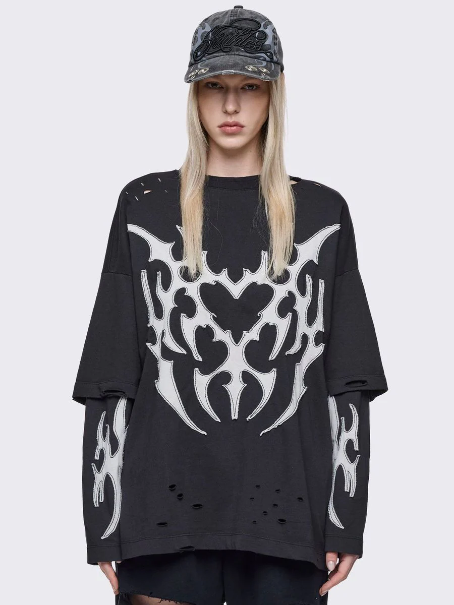LUVX BLACK LAYERED T-SHIRT