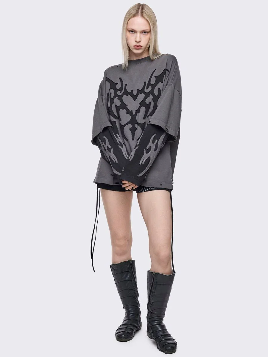 LUVX GREY LAYERED T-SHIRT - Image 2