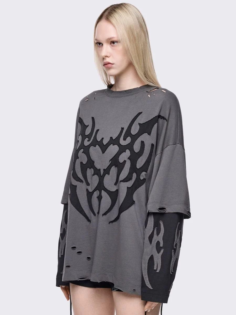 LUVX GREY LAYERED T-SHIRT - Image 3