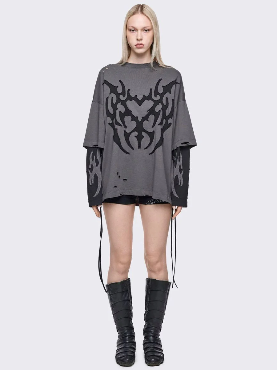 LUVX GREY LAYERED T-SHIRT - Image 4