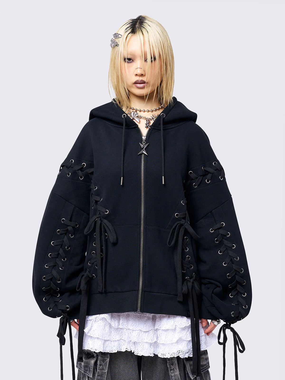 MIA BLACK ZIP UP HOODIE