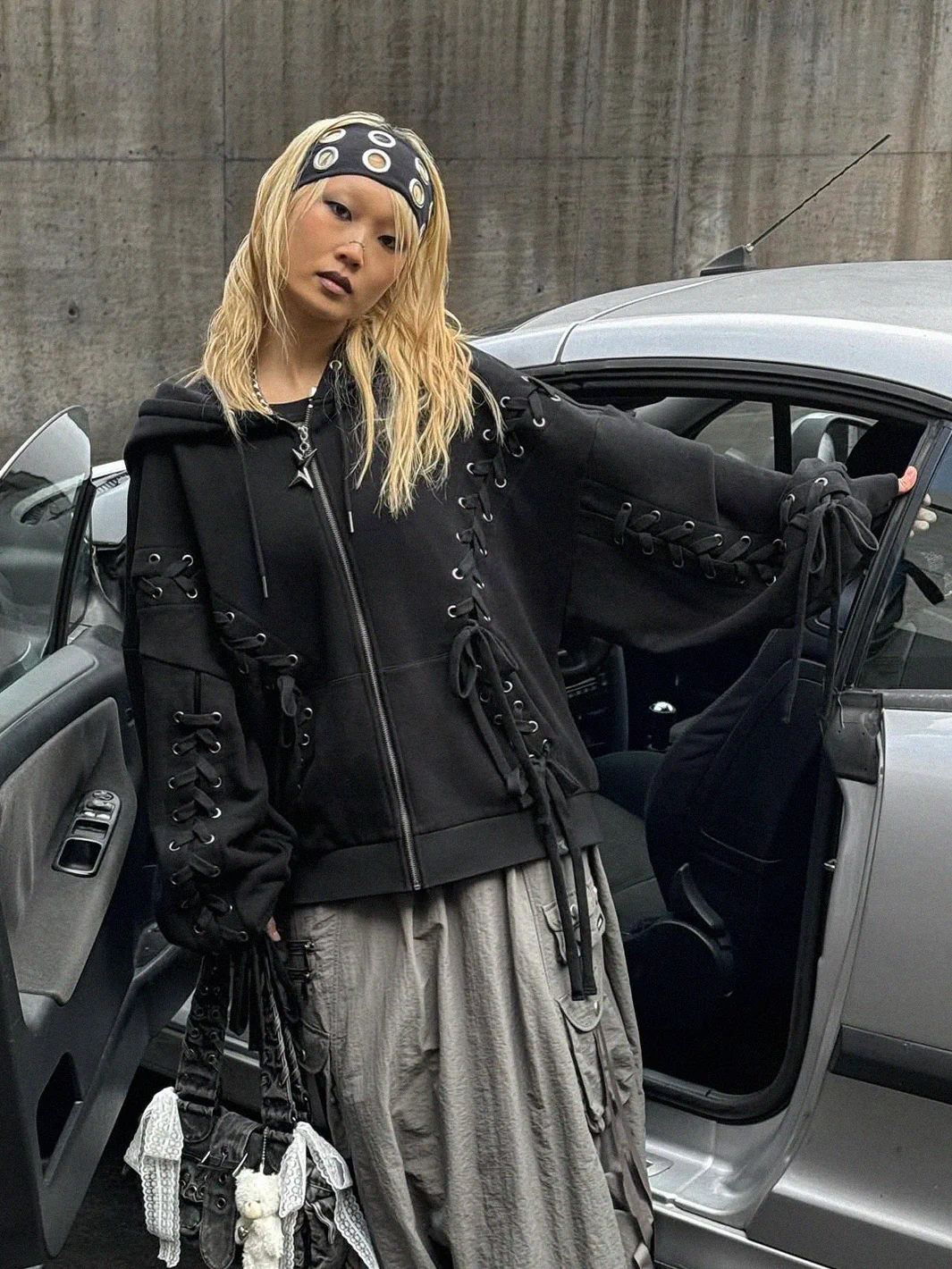 MIA BLACK ZIP UP HOODIE - Image 2