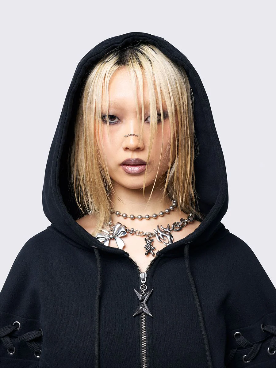 MIA BLACK ZIP UP HOODIE - Image 6