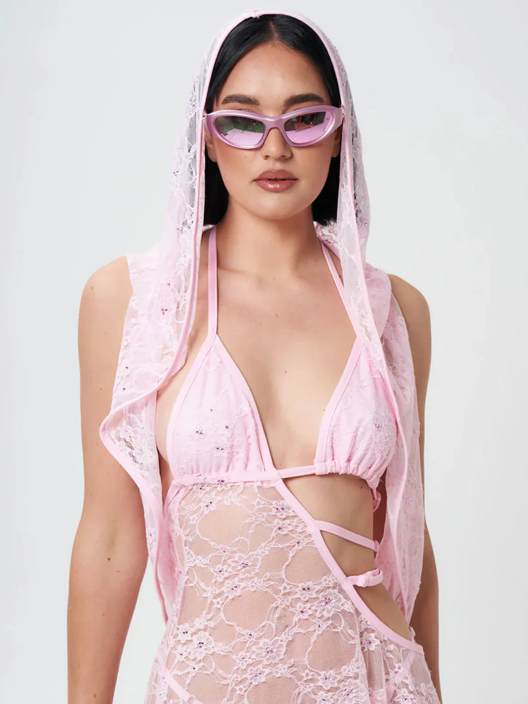 MINDWAVE LACE HOOD - PINK - Image 6