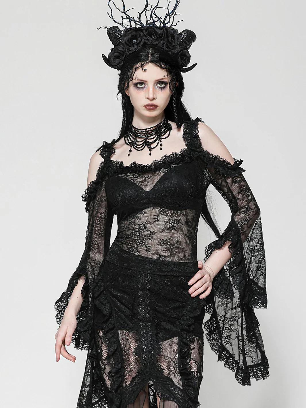 ONYX LACE FLARE SLEEVE TOP - Image 2