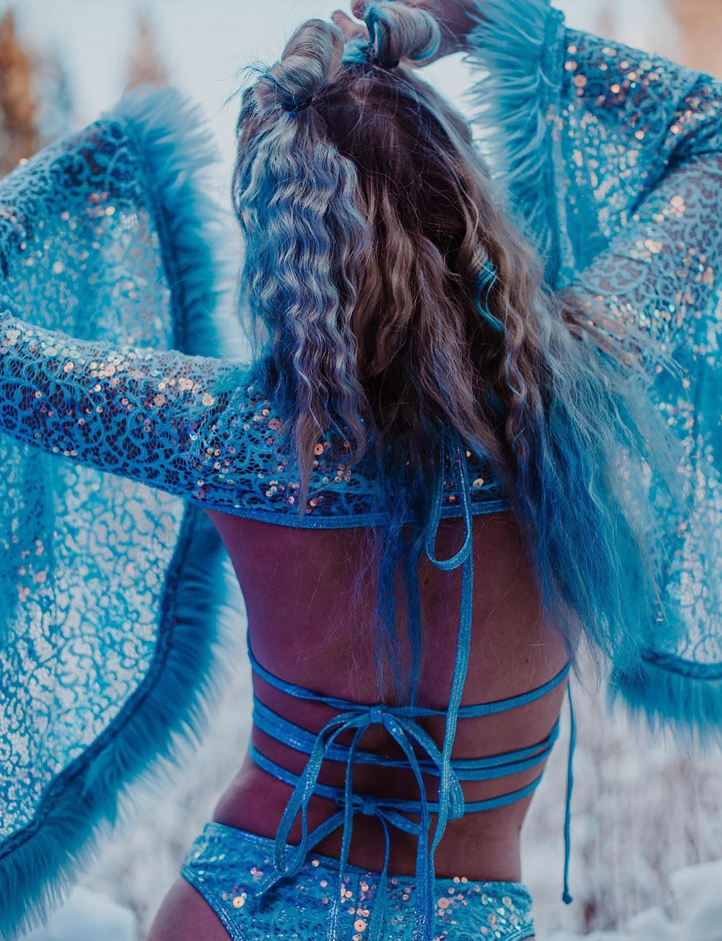 PASTEL BLUE SEQUIN WRAP TOP - Image 6