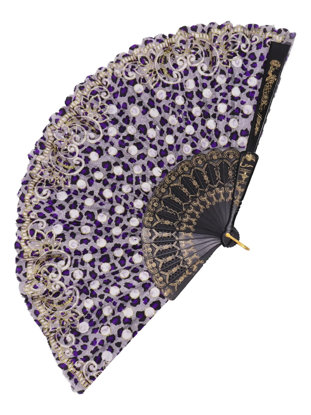 PEARL LEOPARD LACE FAN - PURPLE