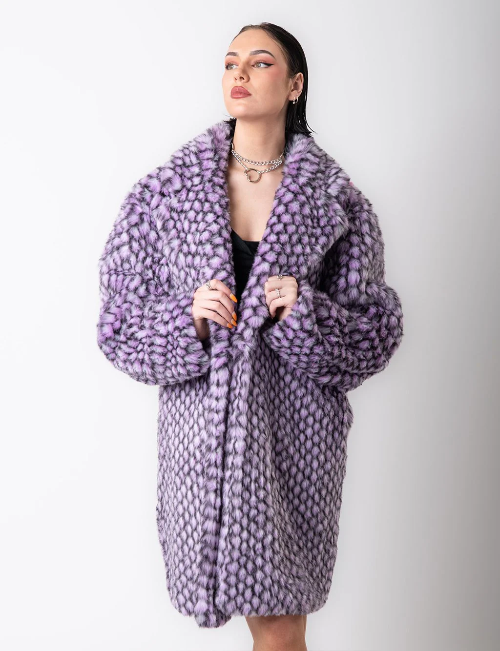 PURPLE MERMAID FAUX FUR JACKET - MID LENGTH ✰ MADE 4 U ✰ - Image 3