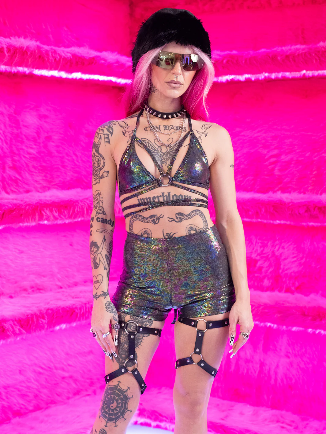 ROLLER BOOTY SHORTS - OIL SLICK SNAKE - Image 2