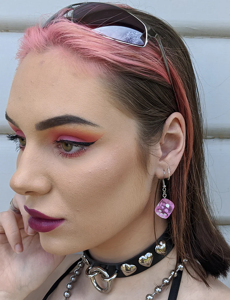 ROLLING DOUBLES DICE EARRINGS - PINK - Image 2