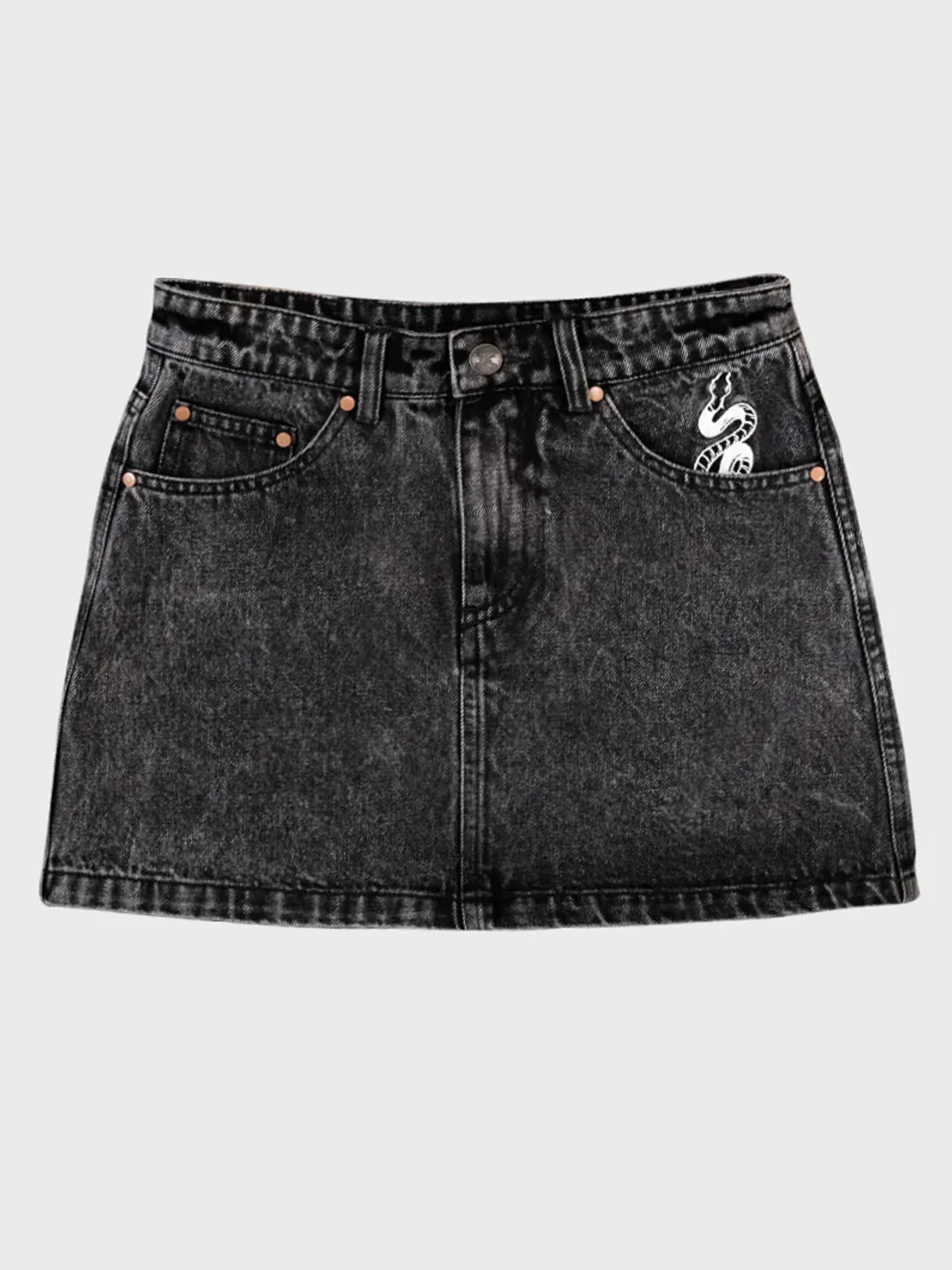 SERPENT DENIM SKIRT - WASHED BLACK - Image 2