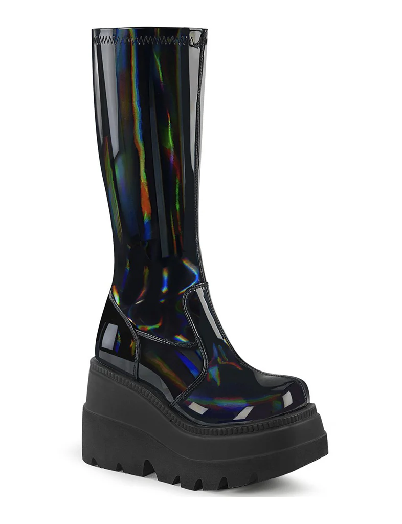 DEMONIA SHAKER 65 BOOTS - PATENT BLACK HOLO - Image 3