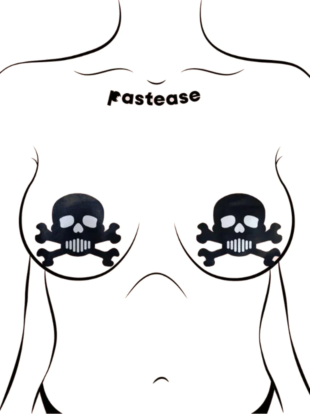 SKULL & CROSSBONES NIPPLE PASTIES - BLACK - Image 2