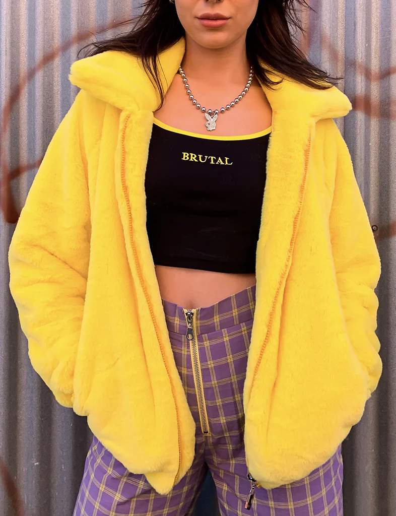 SMILEY FAUX FUR COAT - YELLOW ✰ MADE 4 U ✰ - Image 6