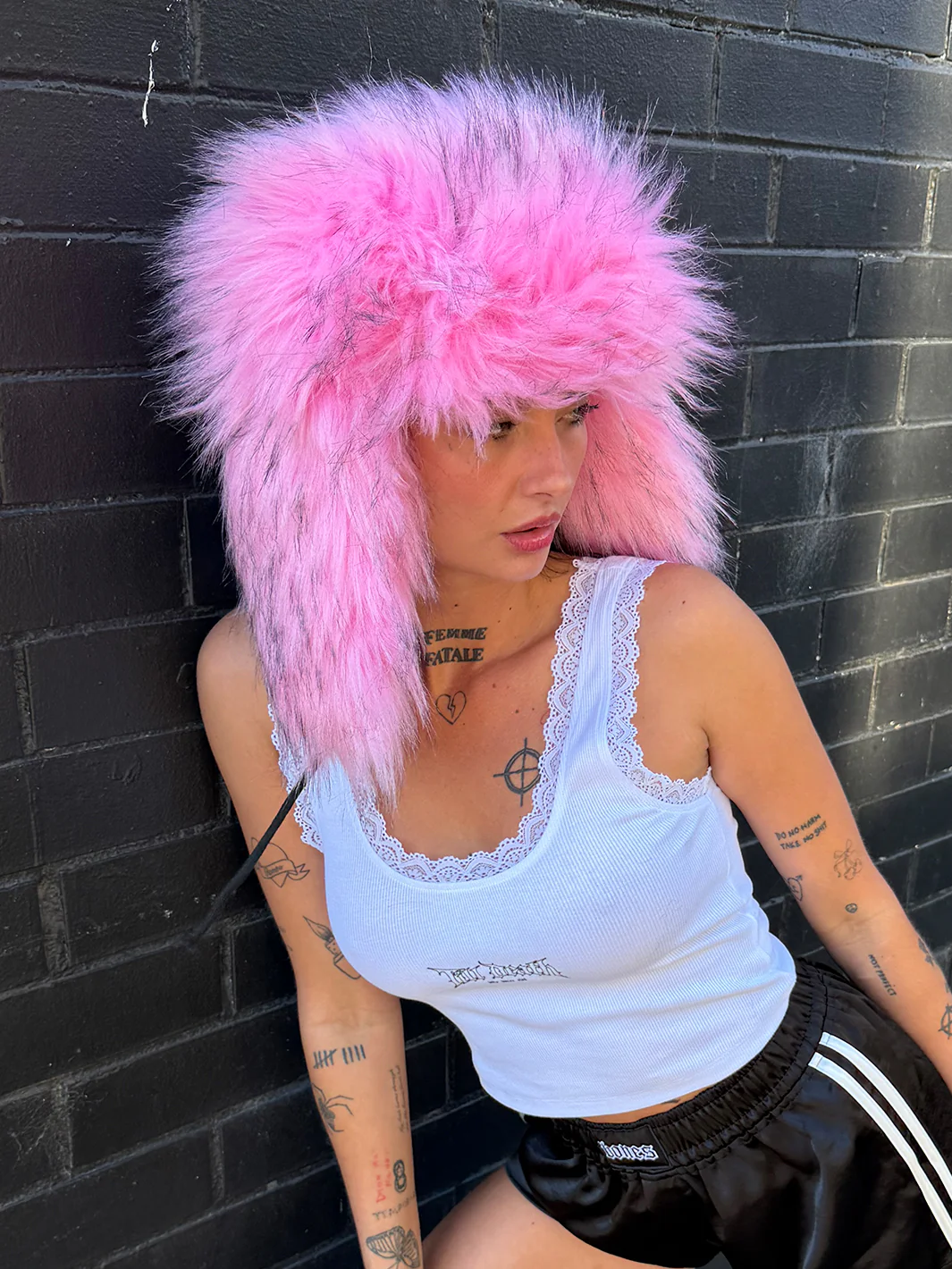 SNOW BRAT FUZZY HAT - BABY PINK - Image 2