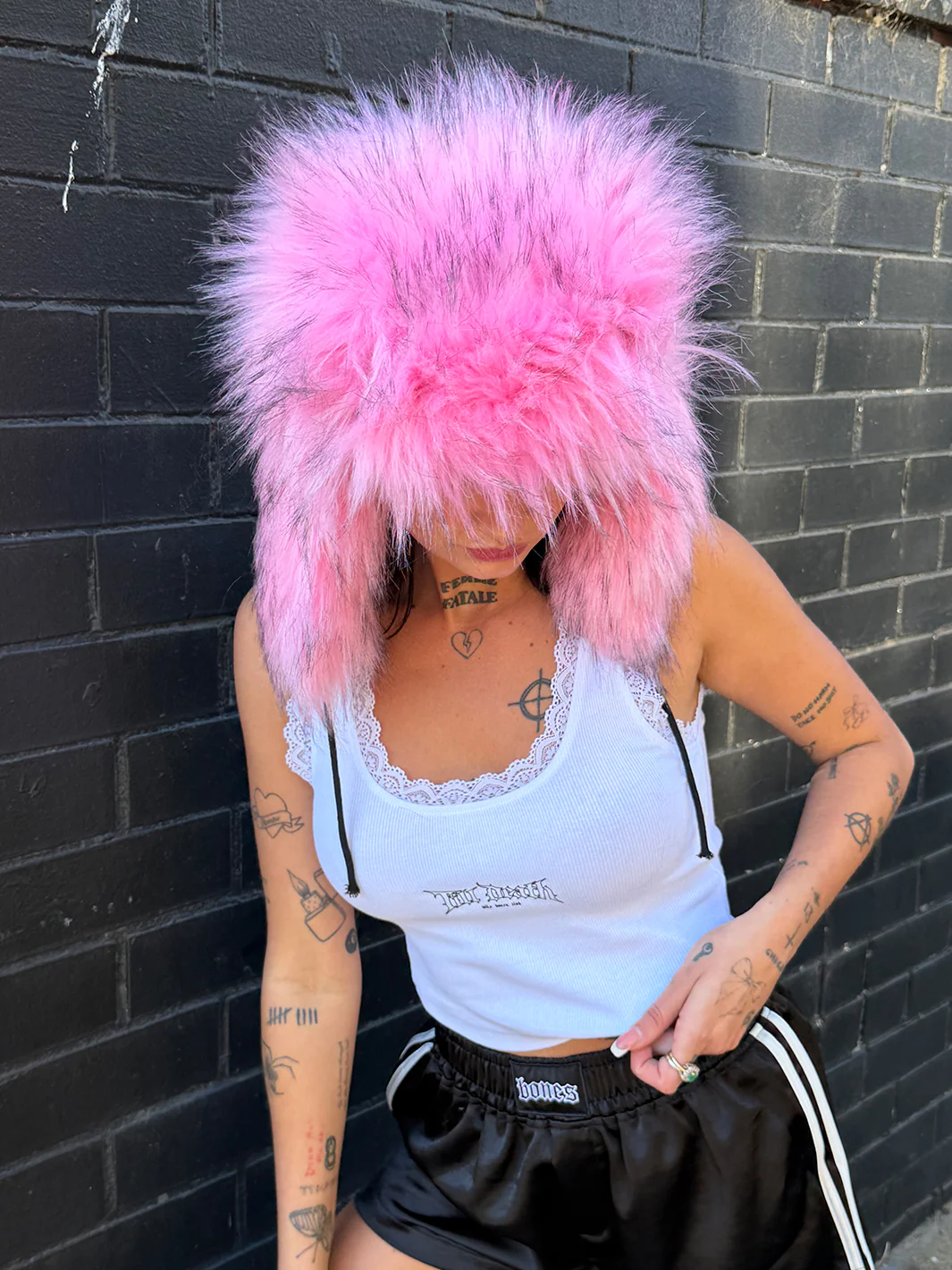 SNOW BRAT FUZZY HAT - BABY PINK - Image 3