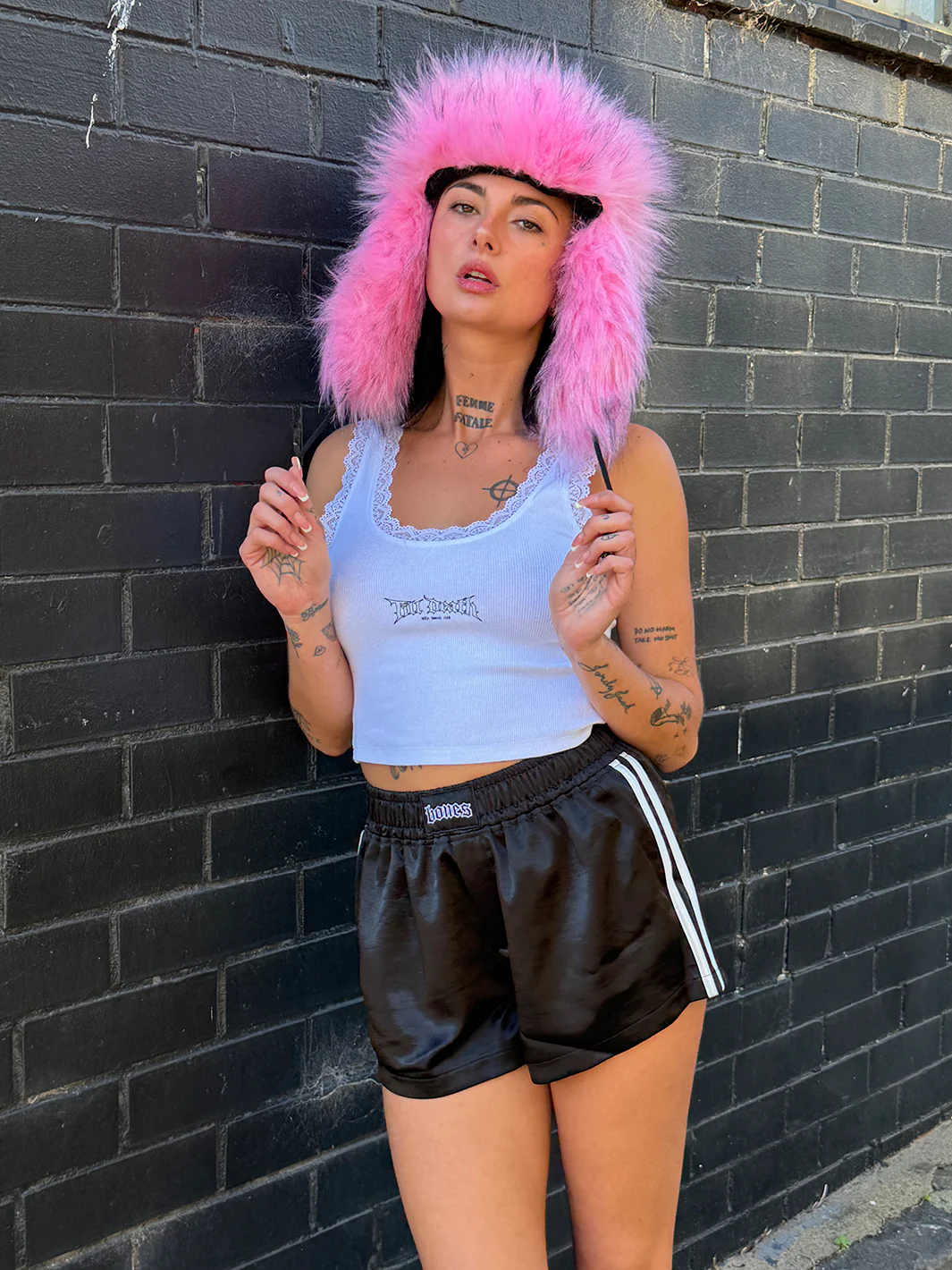 SNOW BRAT FUZZY HAT - BABY PINK - Image 4