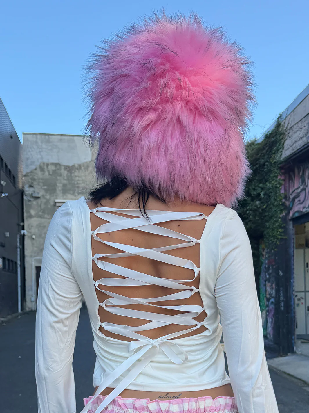 SNOW BRAT FUZZY HAT - BABY PINK - Image 5