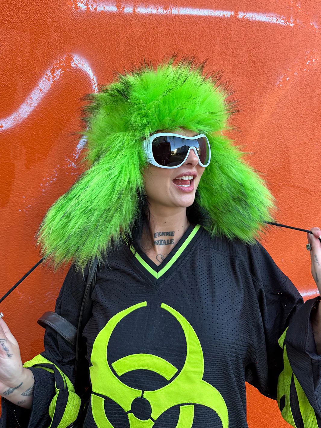 SNOW BRAT FUZZY HAT - LIME GREEN - Image 2