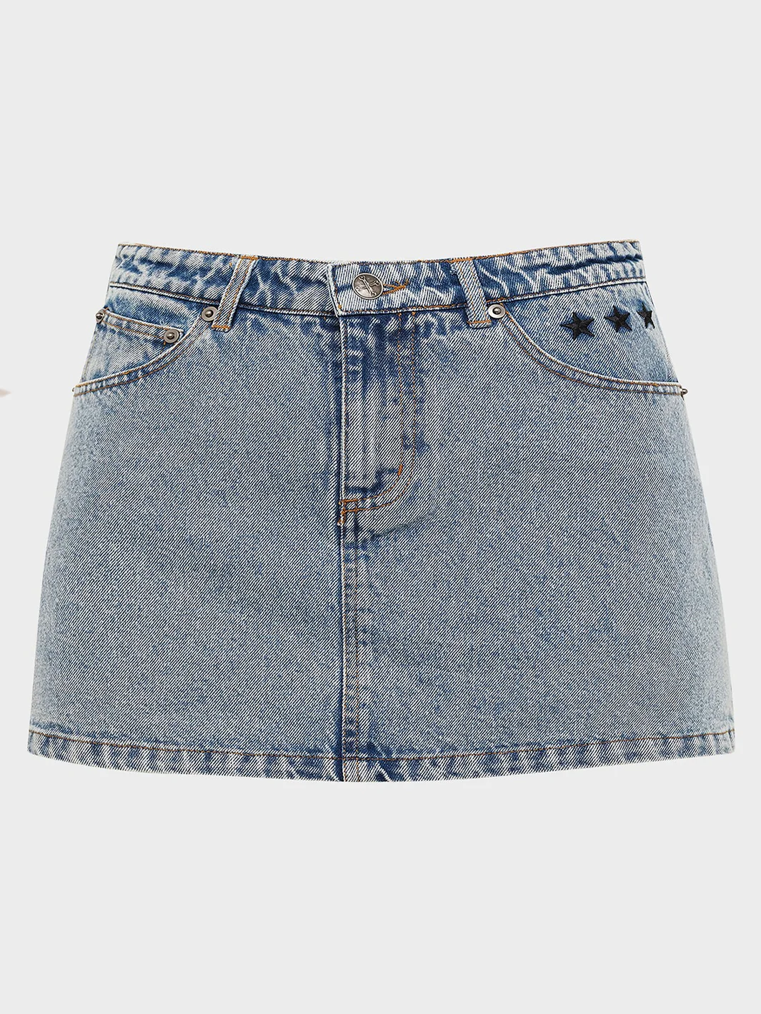 STAR STUDDED DENIM SKIRT - WASHED BLUE - Image 3