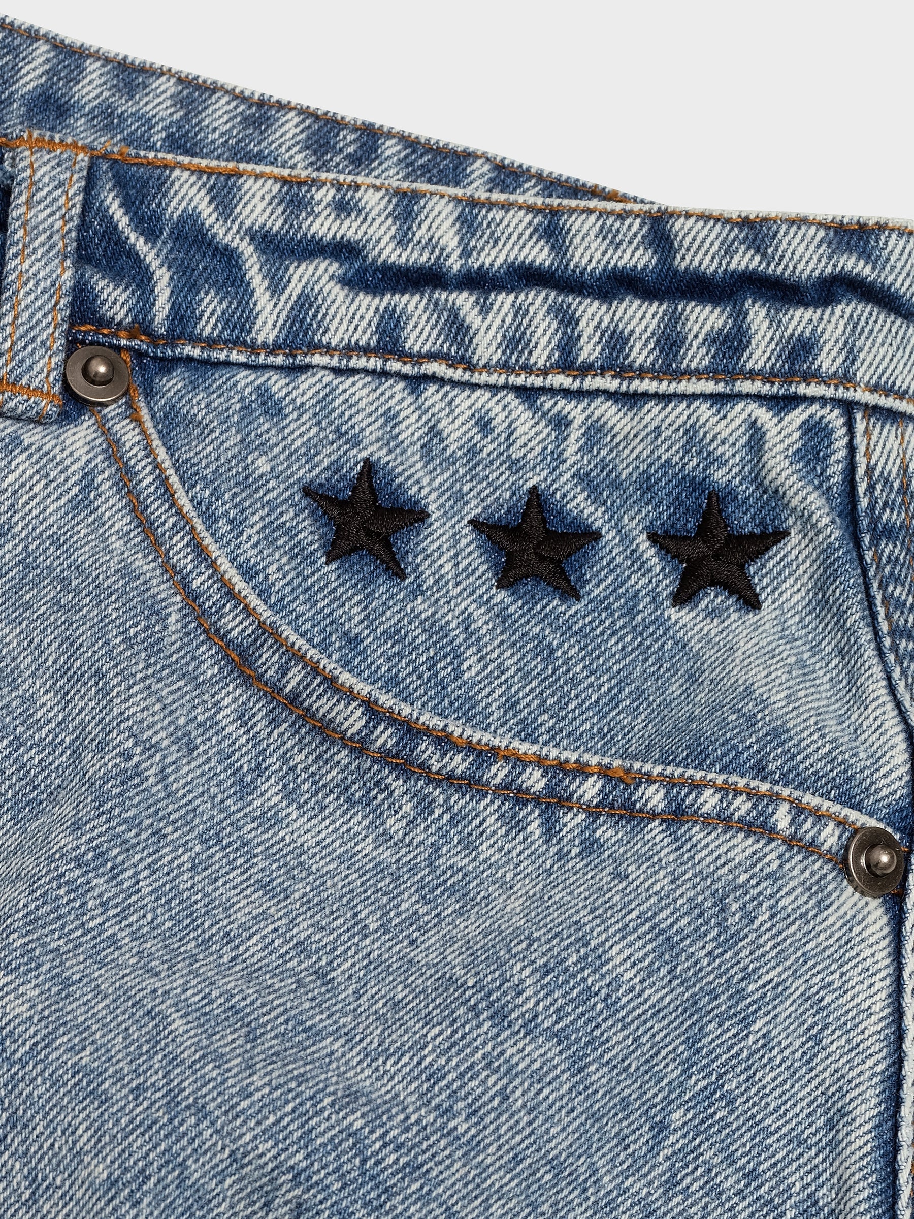 STAR STUDDED DENIM SKIRT - WASHED BLUE - Image 8