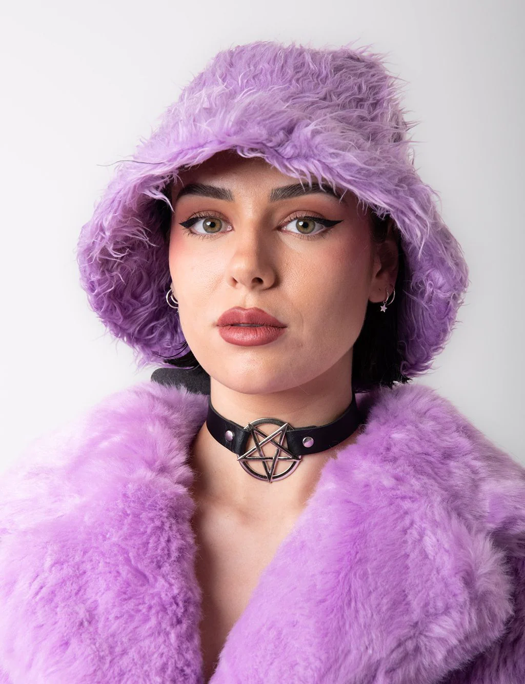 SHAGGY FUZZY HAT - PURPLE - Image 3