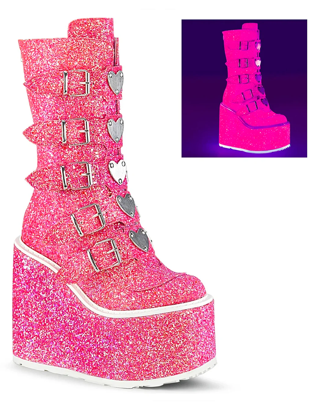 DEMONIA SWING 230 BOOTS - PINK GLITTER - Image 3