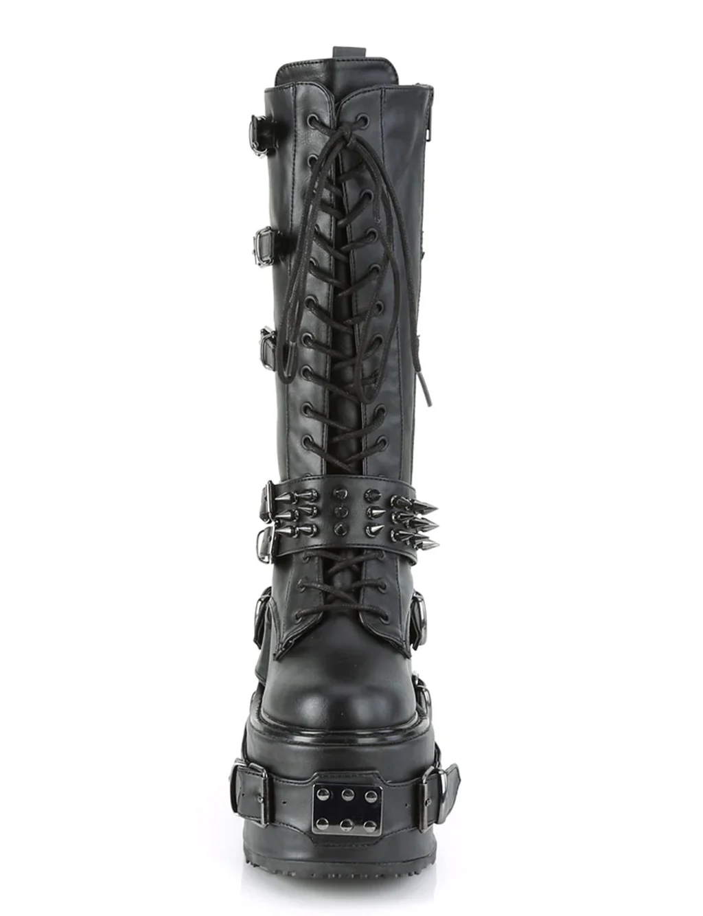 DEMONIA SWING 327 PLATFORM BOOTS - BLACK VEGAN LEATHER - Image 5