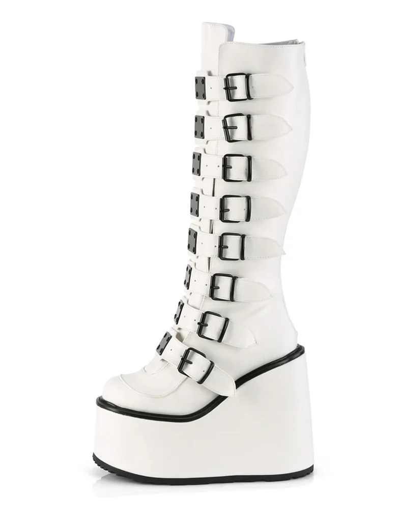 DEMONIA SWING-815 BOOTS - WHITE VEGAN LEATHER ✰ PRE ORDER ✰ - Image 5