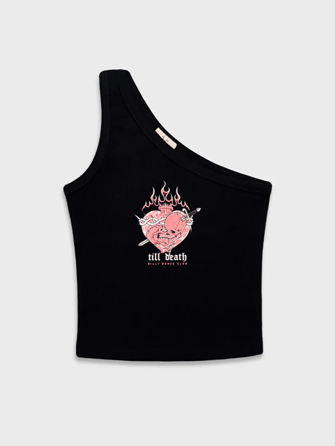 TILL DEATH ONE SHOULDER CROP - BLACK - Image 2
