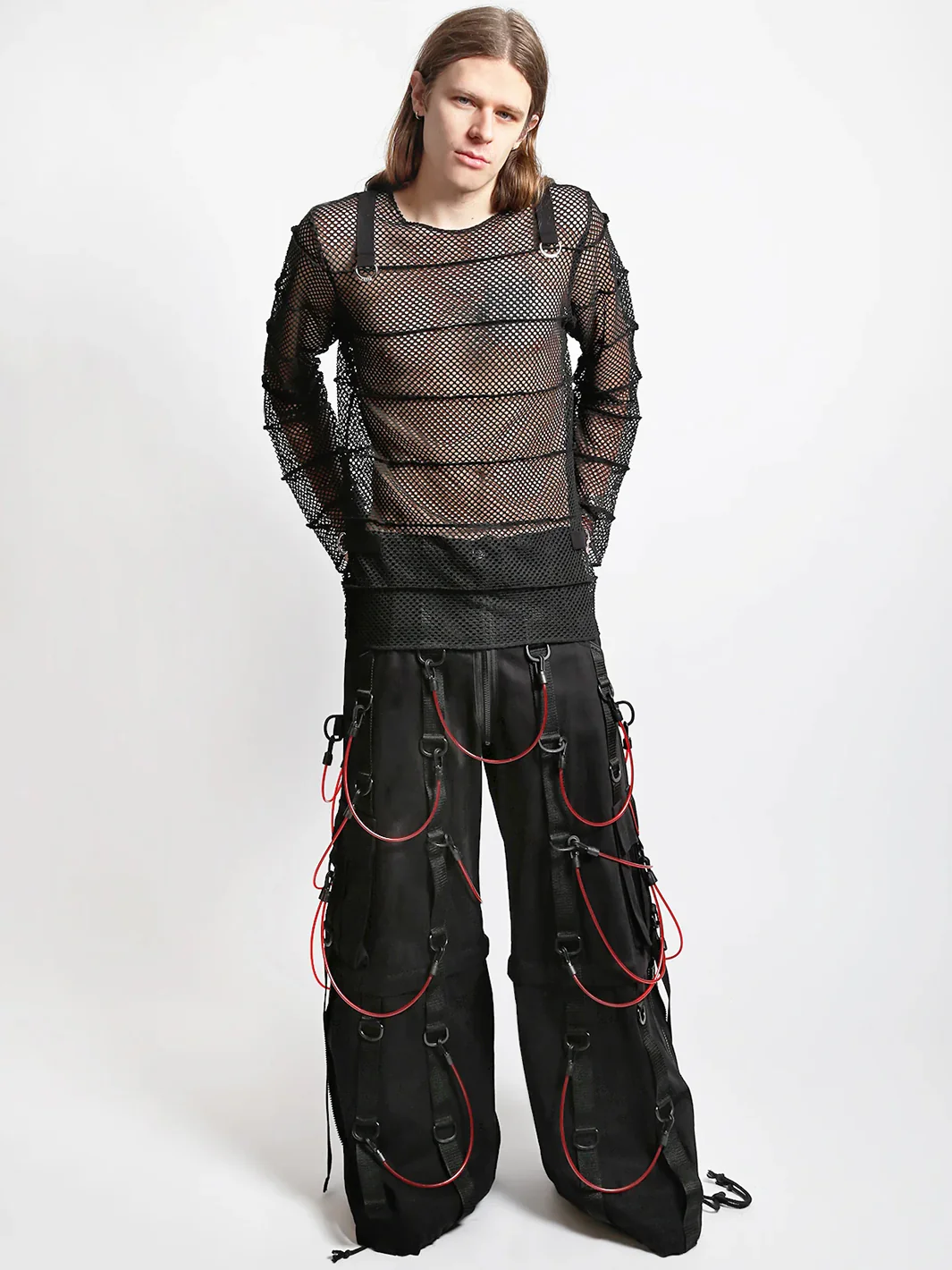 TRANSFUSION PANT - BLACK WITH RED STRAPS - Image 4