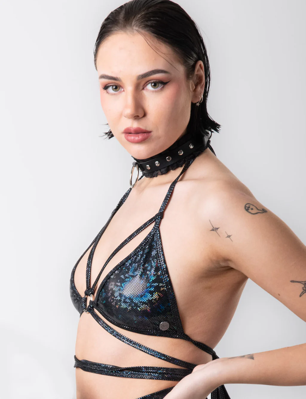 TRIANGLE WRAP TOP - BLACK MIDNIGHT INFERNO - Image 2
