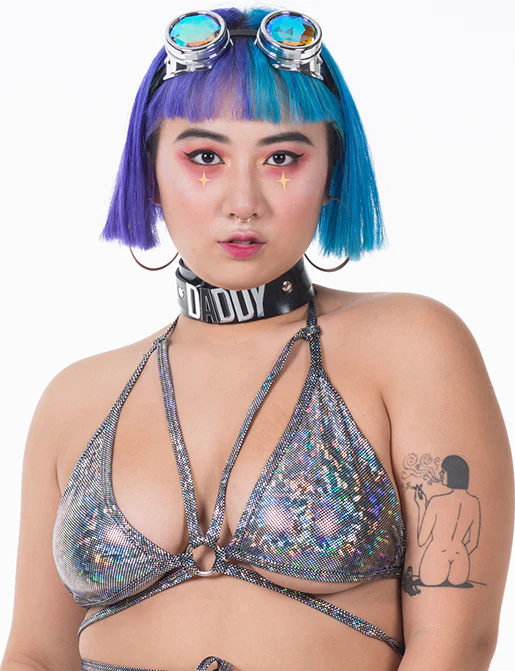 TRIANGLE WRAP TOP - SILVER DISCO BRAWL - Image 6